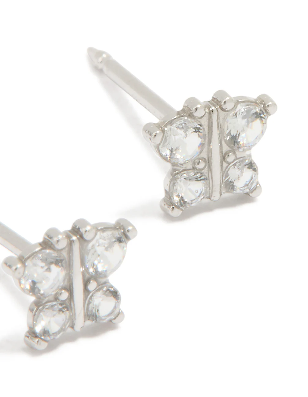 14K White Gold Cubic Zirconia Butterfly Piercing Stud - Image 3