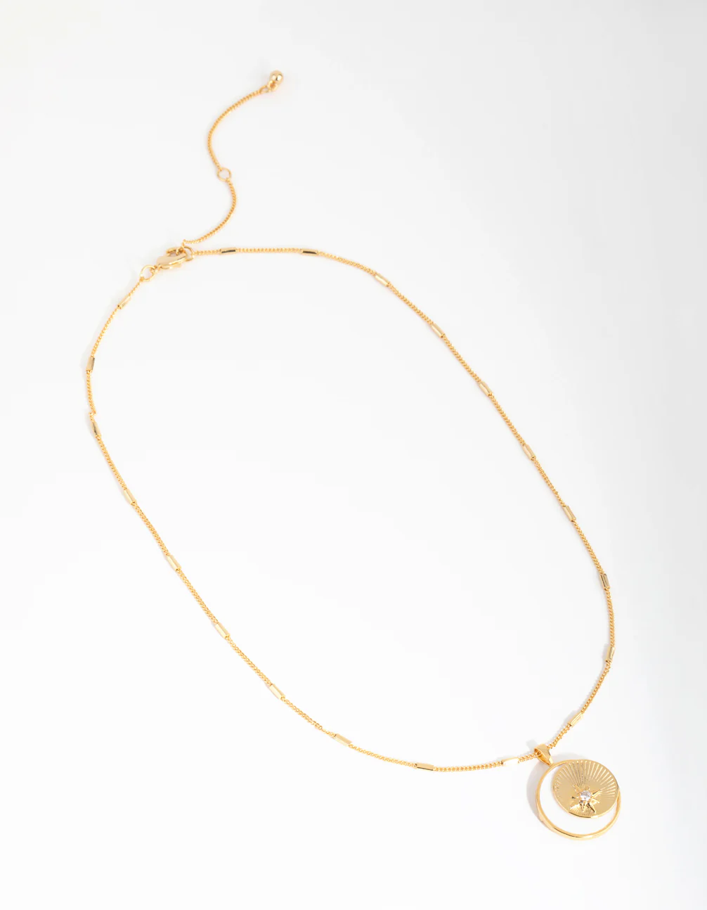 18ct Gold Plated Cubic Zirconia & Shell Moon Necklace - Image 2