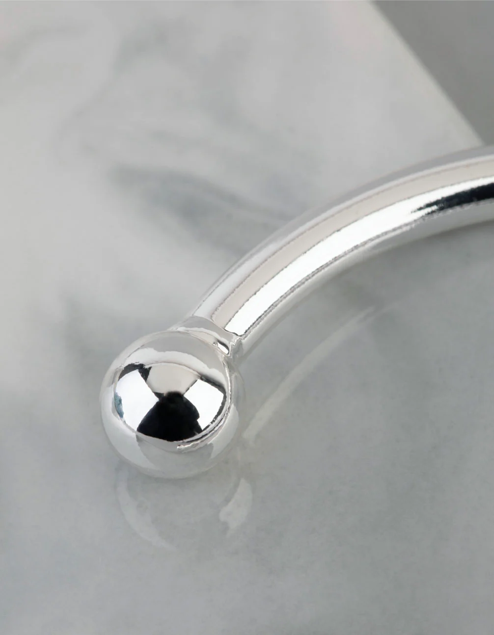Silver Plated Brass Ball End Cuff Bracelet - Image 3