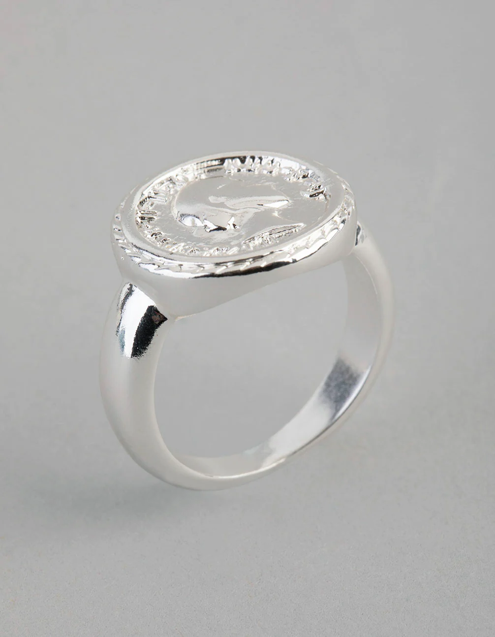 Silver Plated Brass Coin Ring - Image 3