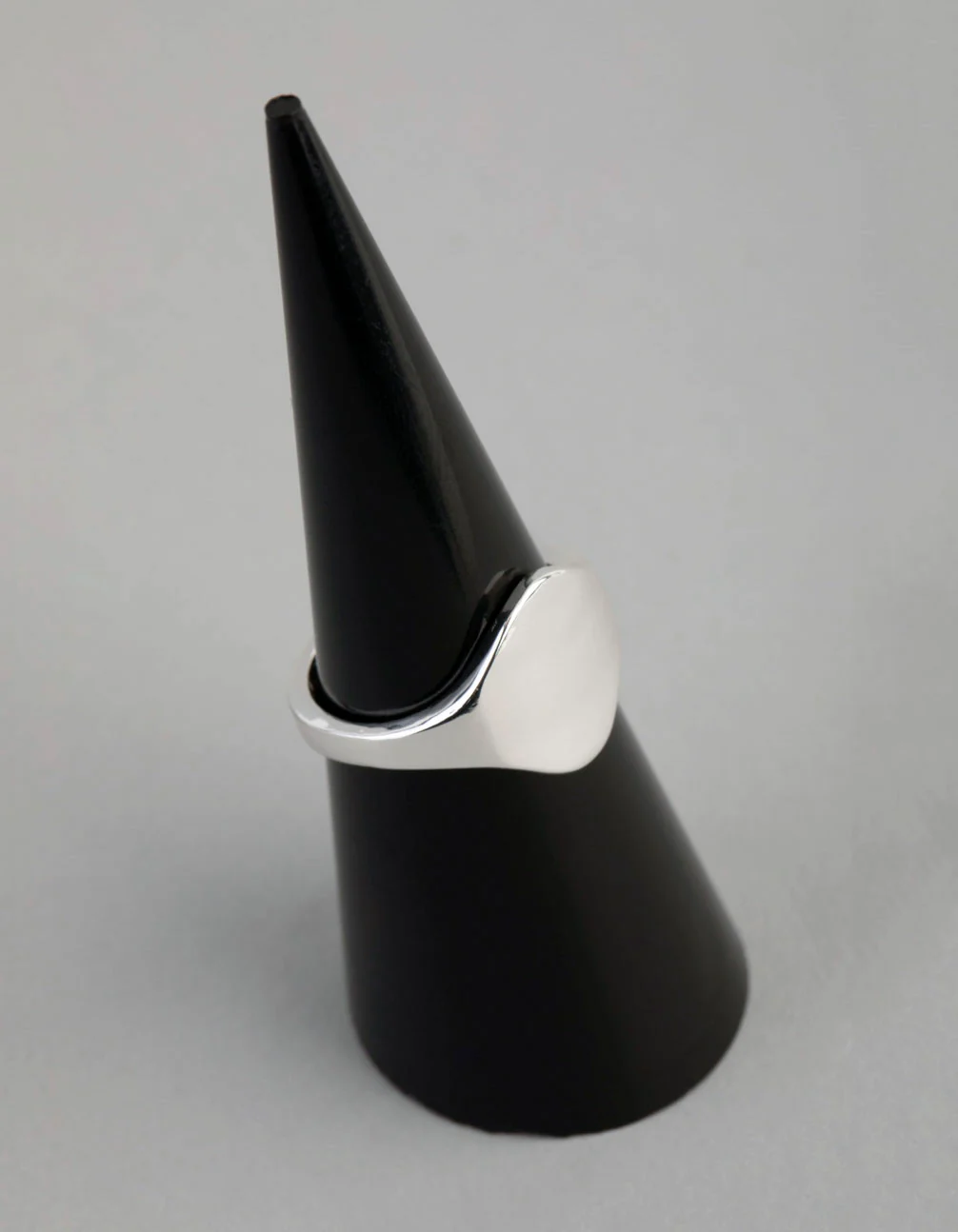 Silver Plated Brass Asymmetrical Signet Pinky Ring - Image 2