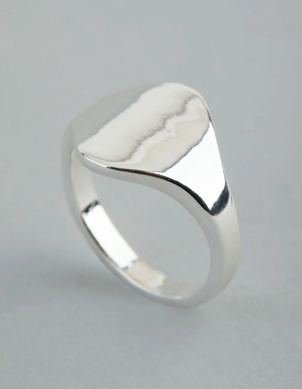 Silver Plated Brass Asymmetrical Signet Pinky Ring - Image 3