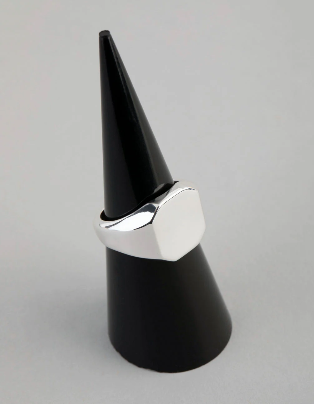 Silver Plated Brass Octagon Signet Pinky Ring - Image 2