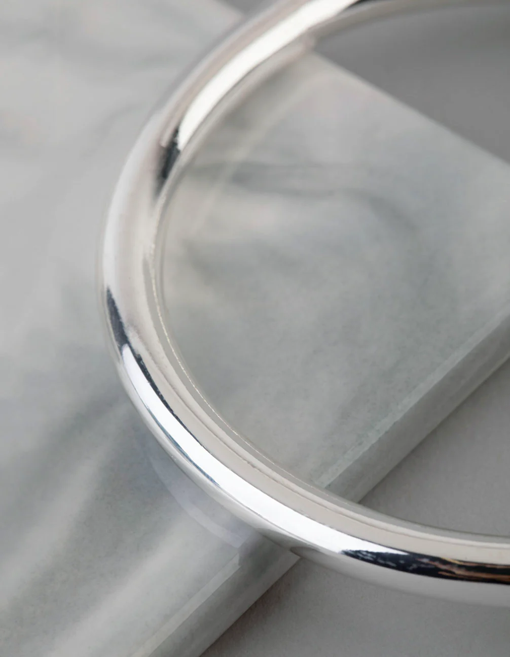Silver Plated Brass Solid Bangle Bracelet - Image 2
