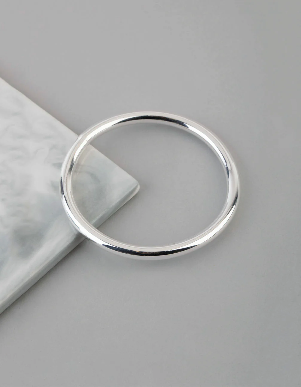 Silver Plated Brass Solid Bangle Bracelet - Image 3