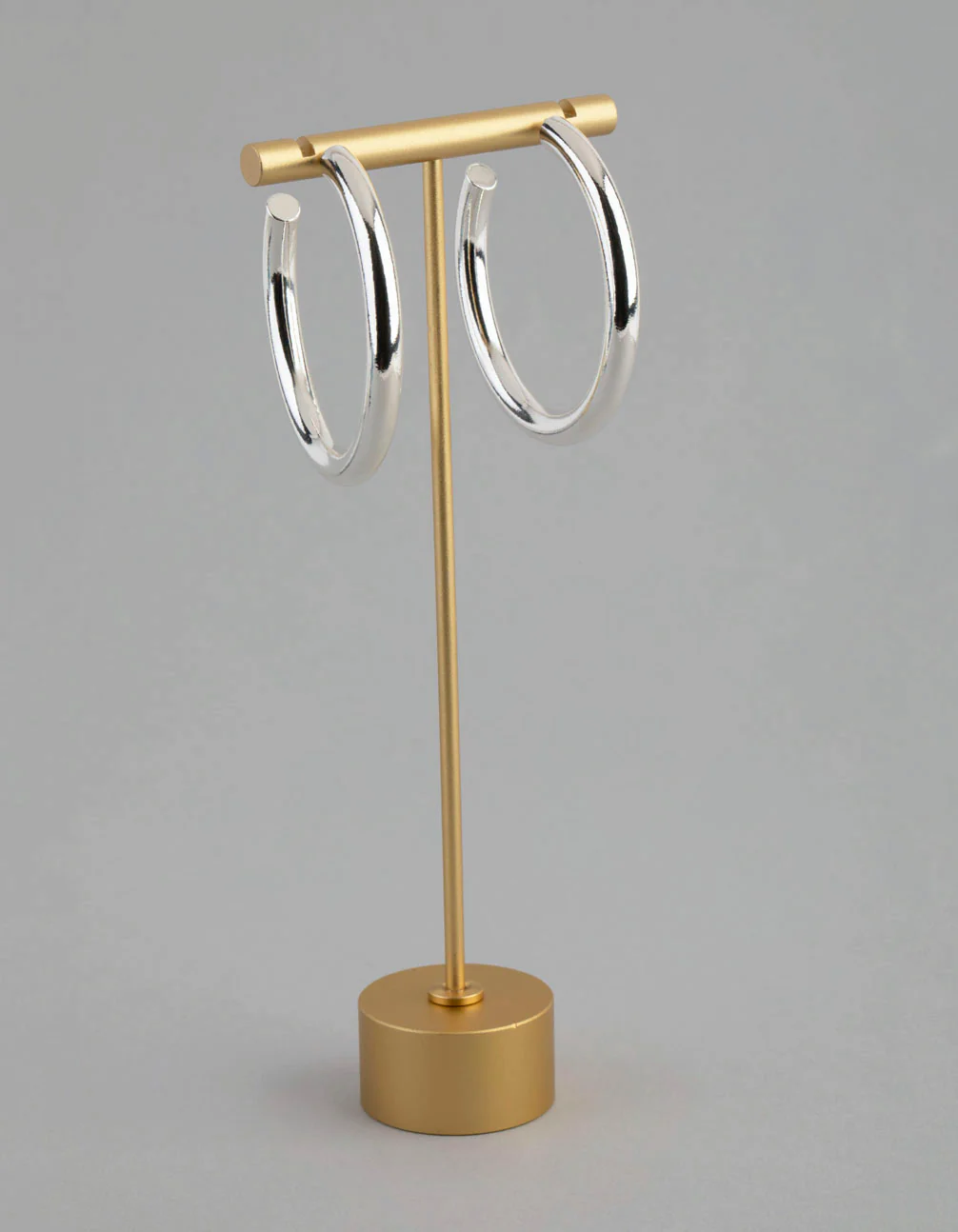 Silver Plated Brass Solid Classic Hoop Earrings - Image 2