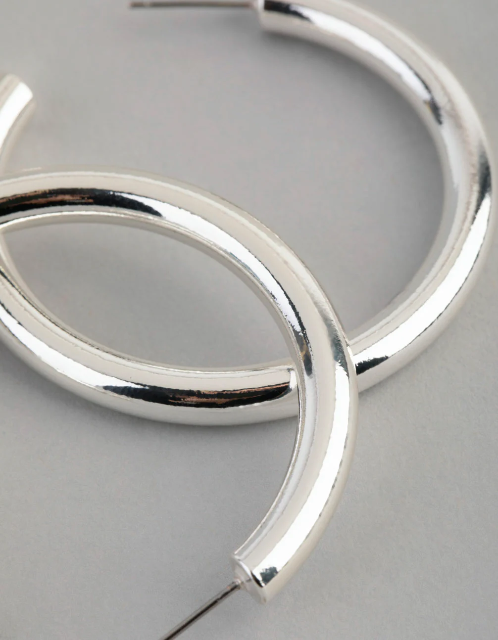 Silver Plated Brass Solid Classic Hoop Earrings - Image 3