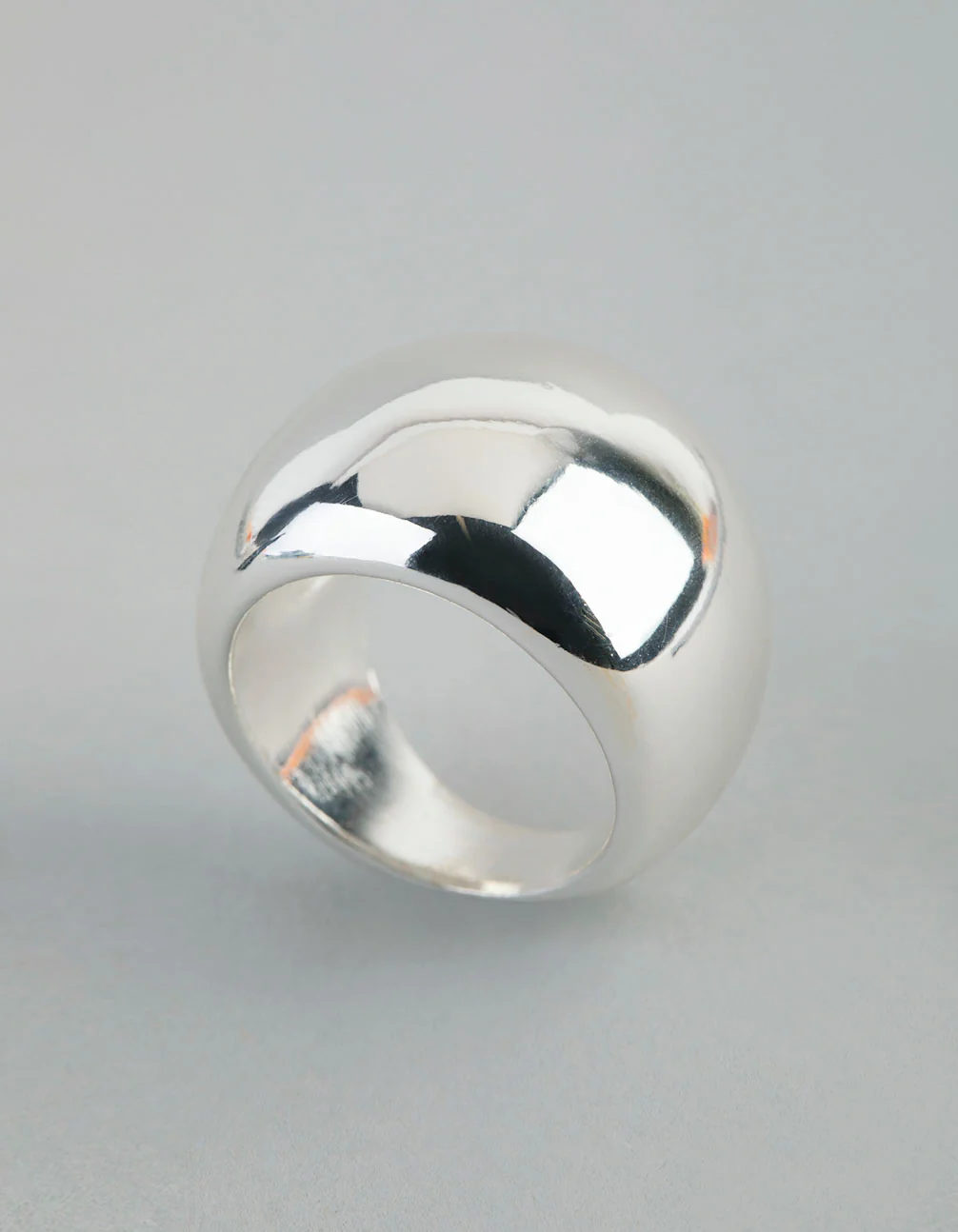 Silver Plated Brass Statement Rounded Ring - Image 3