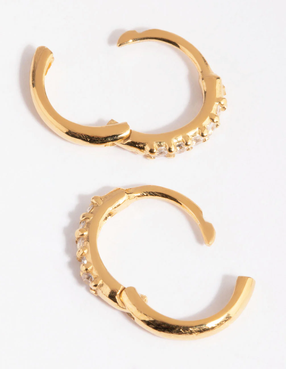 Gold Plated Sterling Silver Cubic Zirconia Huggie Earrings - Image 2