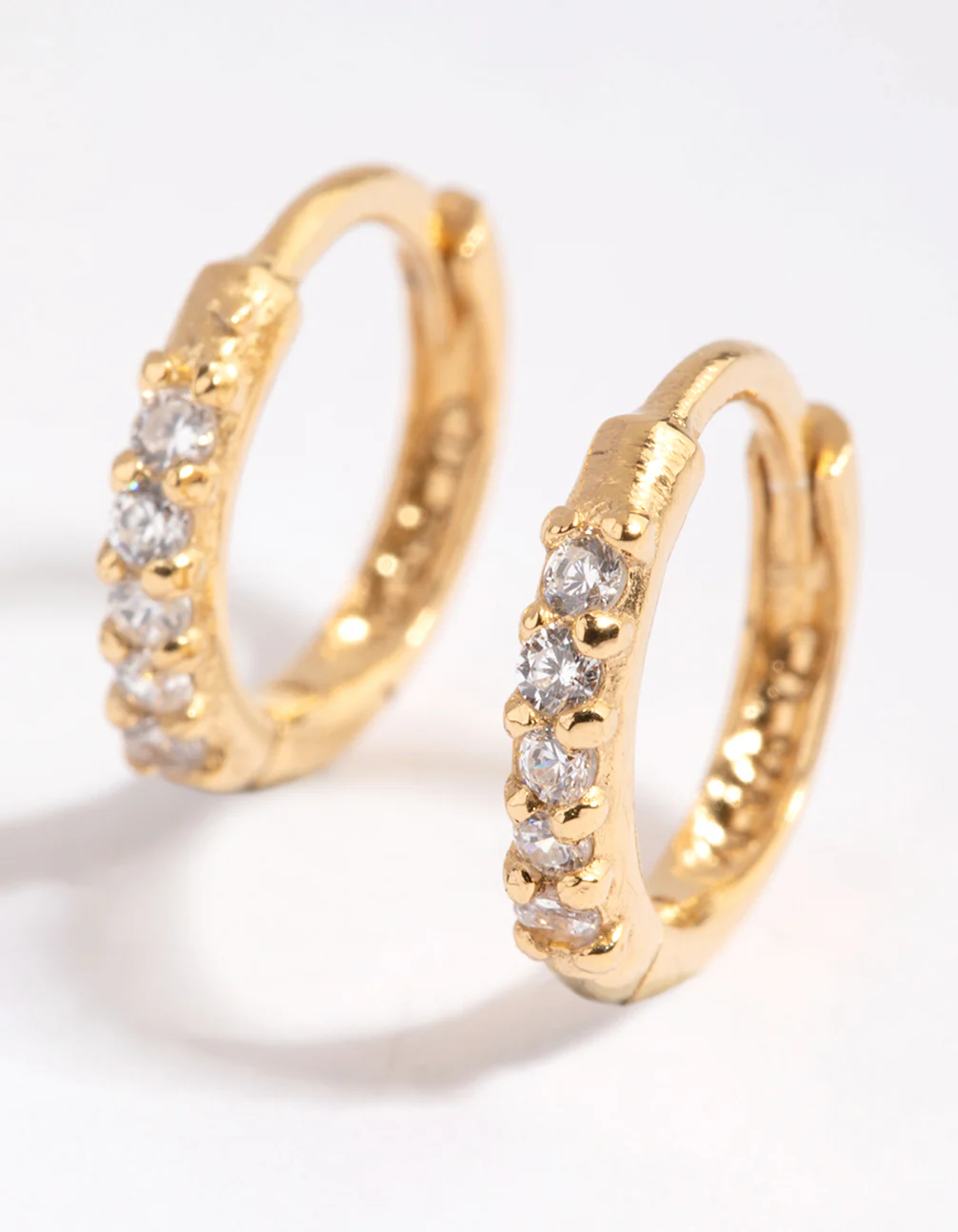 Gold Plated Sterling Silver Cubic Zirconia Huggie Earrings - Image 3
