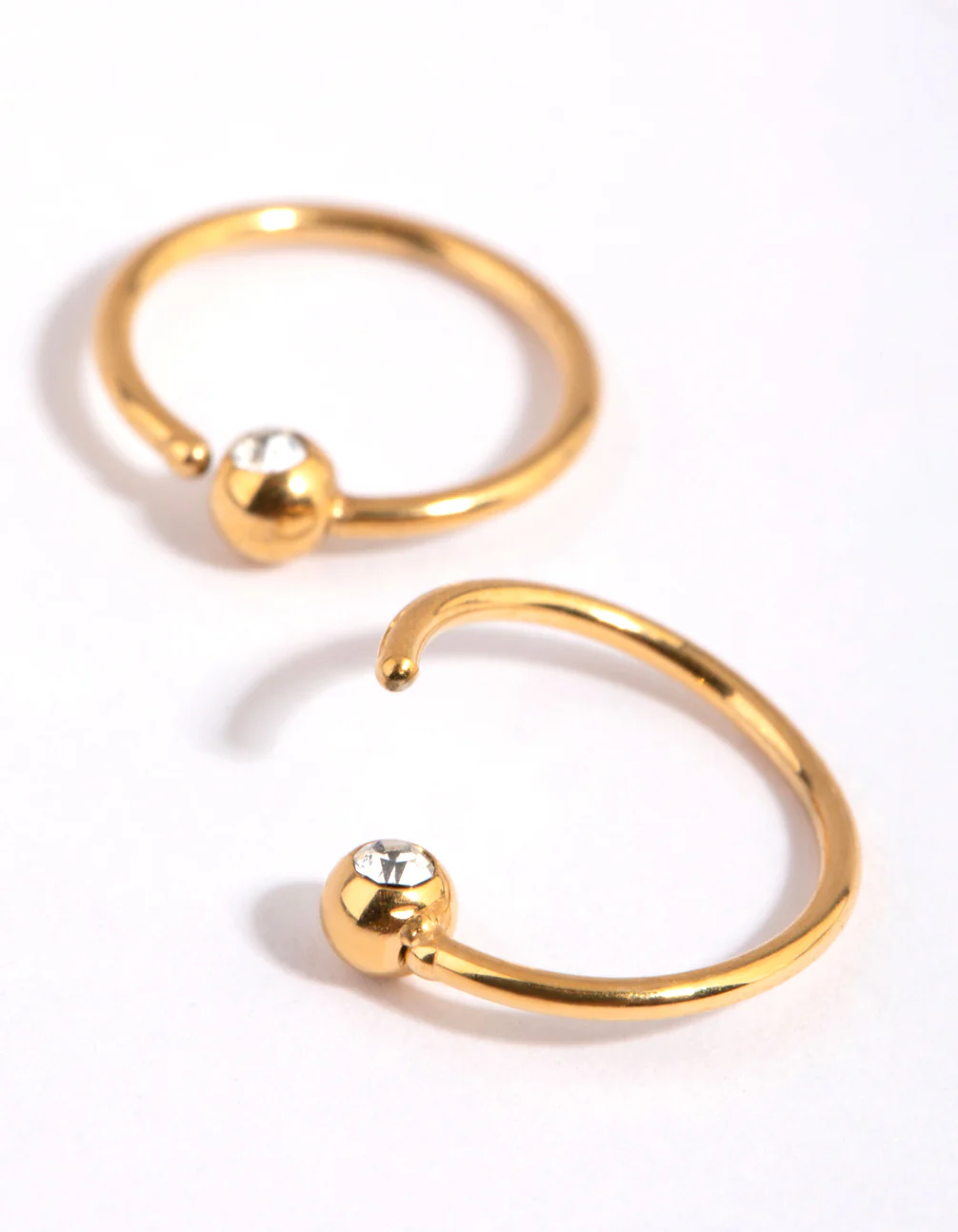 Gold Plated Surgical Steel Diamante End Hoop Earrings - Image 2