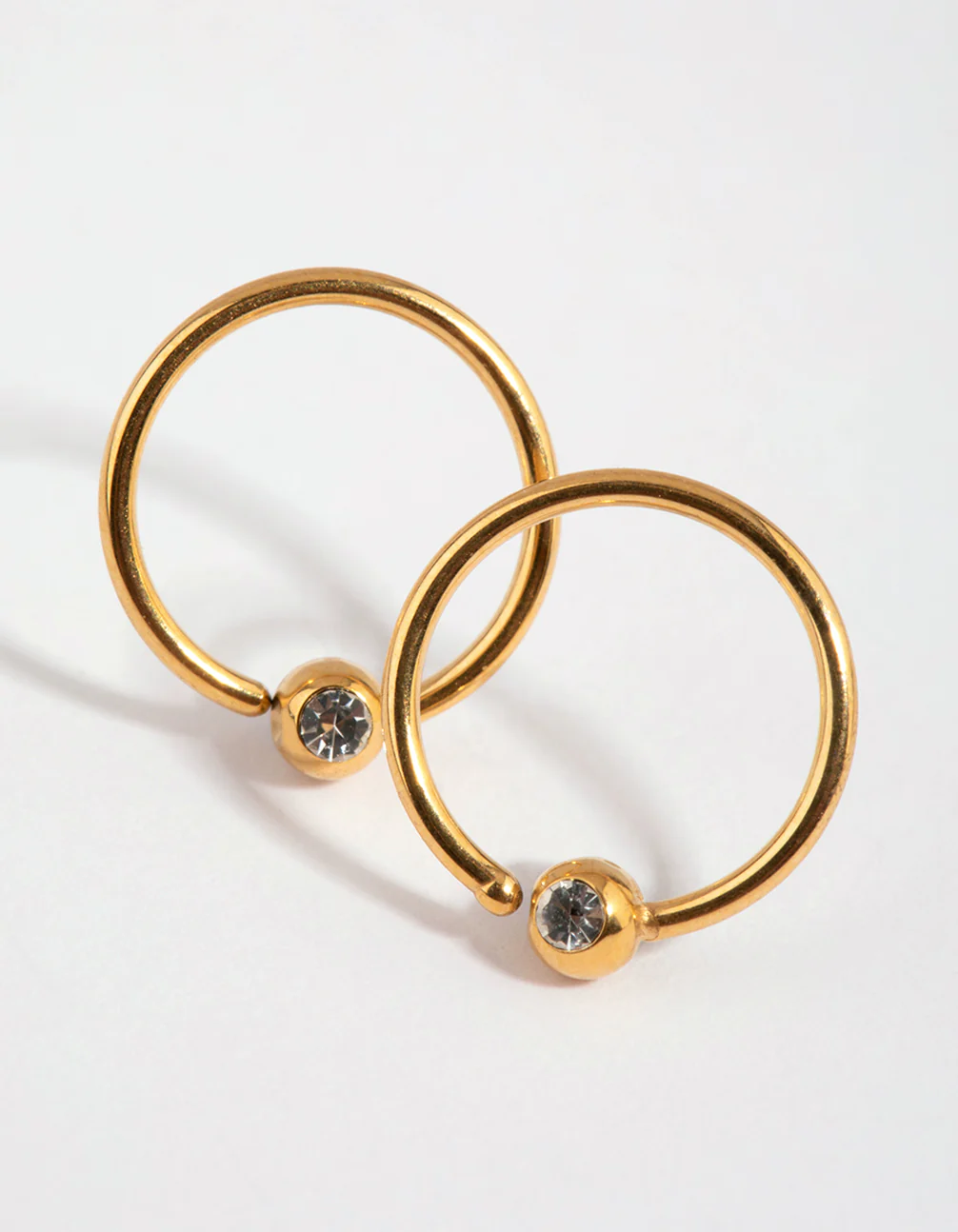 Gold Plated Surgical Steel Diamante End Hoop Earrings - Image 3