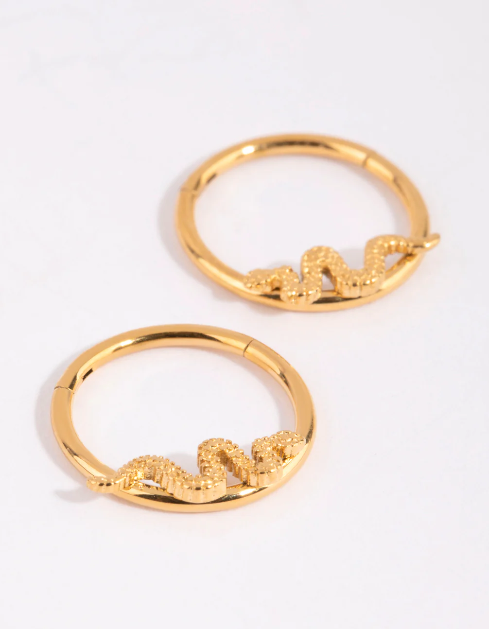 Gold Plated Surgical Steel Snake Sleeper Earrings - Image 2