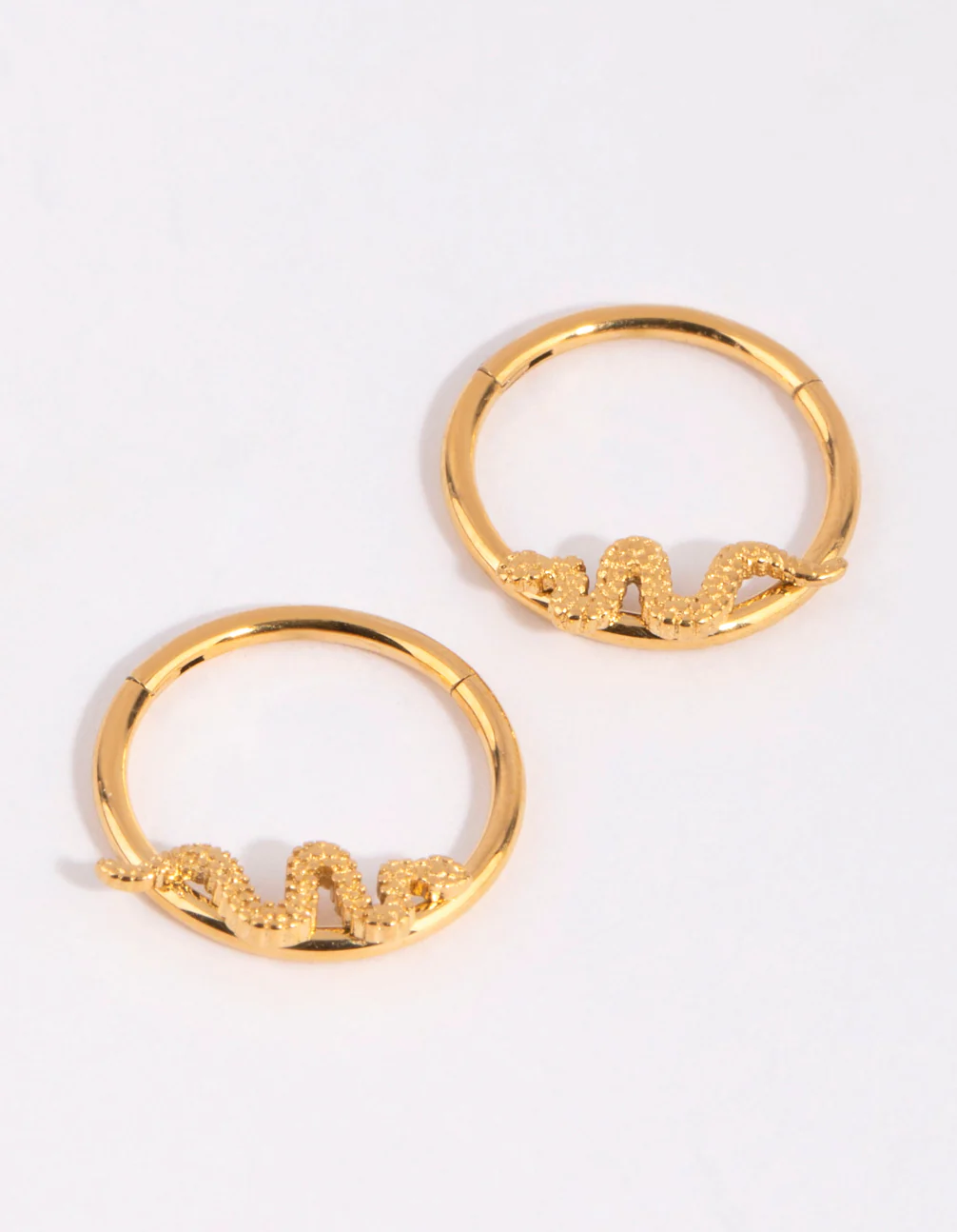 Gold Plated Surgical Steel Snake Sleeper Earrings - Image 3