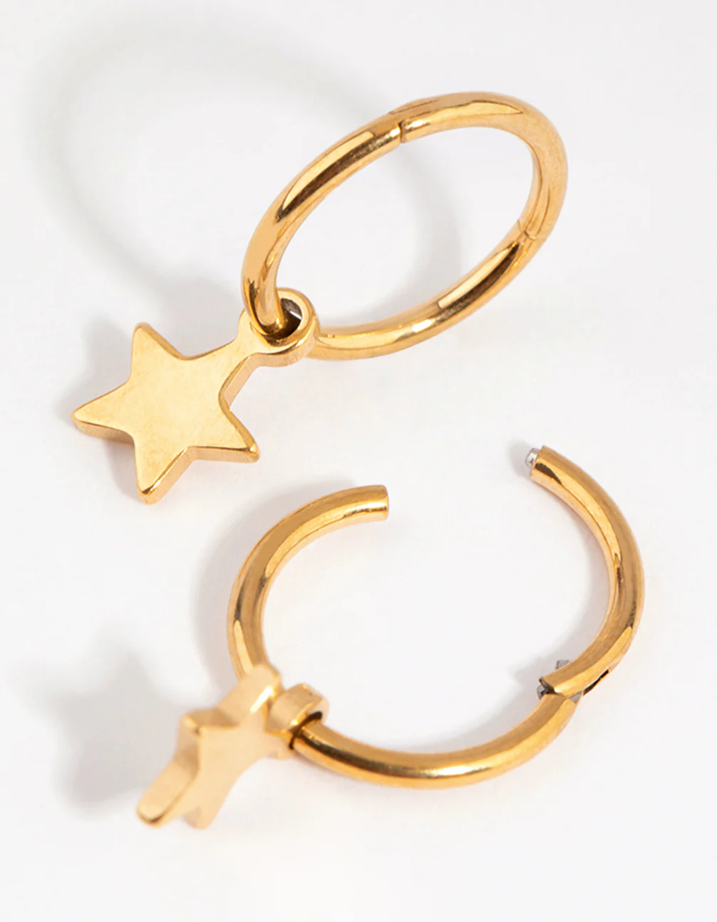 Gold Plated Surgical Steel Star Sleeper Earrings - Image 2