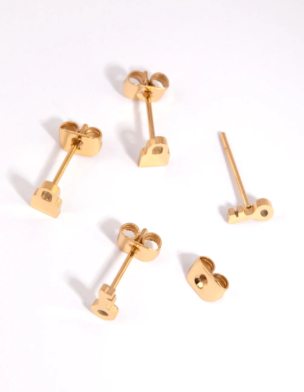 Gold Plated Surgical Steel Lock & Key Stud Earring Set - Image 3