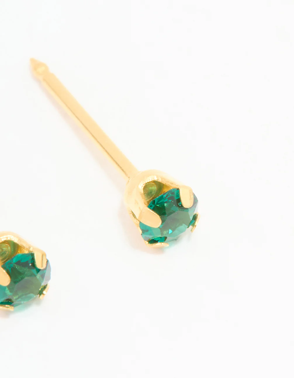 24KT Gold Plated Surgical Stainless Steel 3MM Emerald Cubic Zirconia Piercing Stud - Image 3