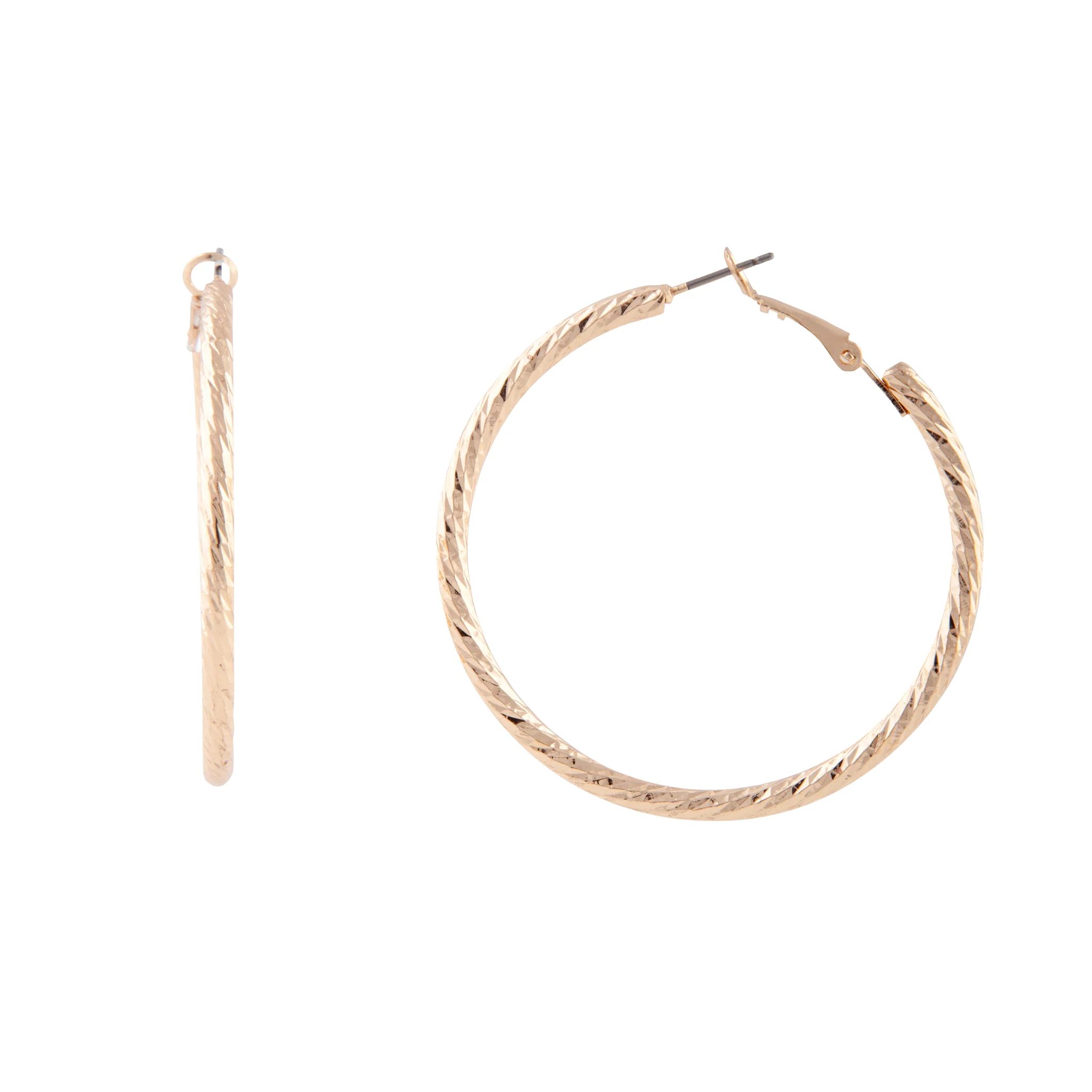 Gold Diamond Cut Rounded Hoop - Image 3