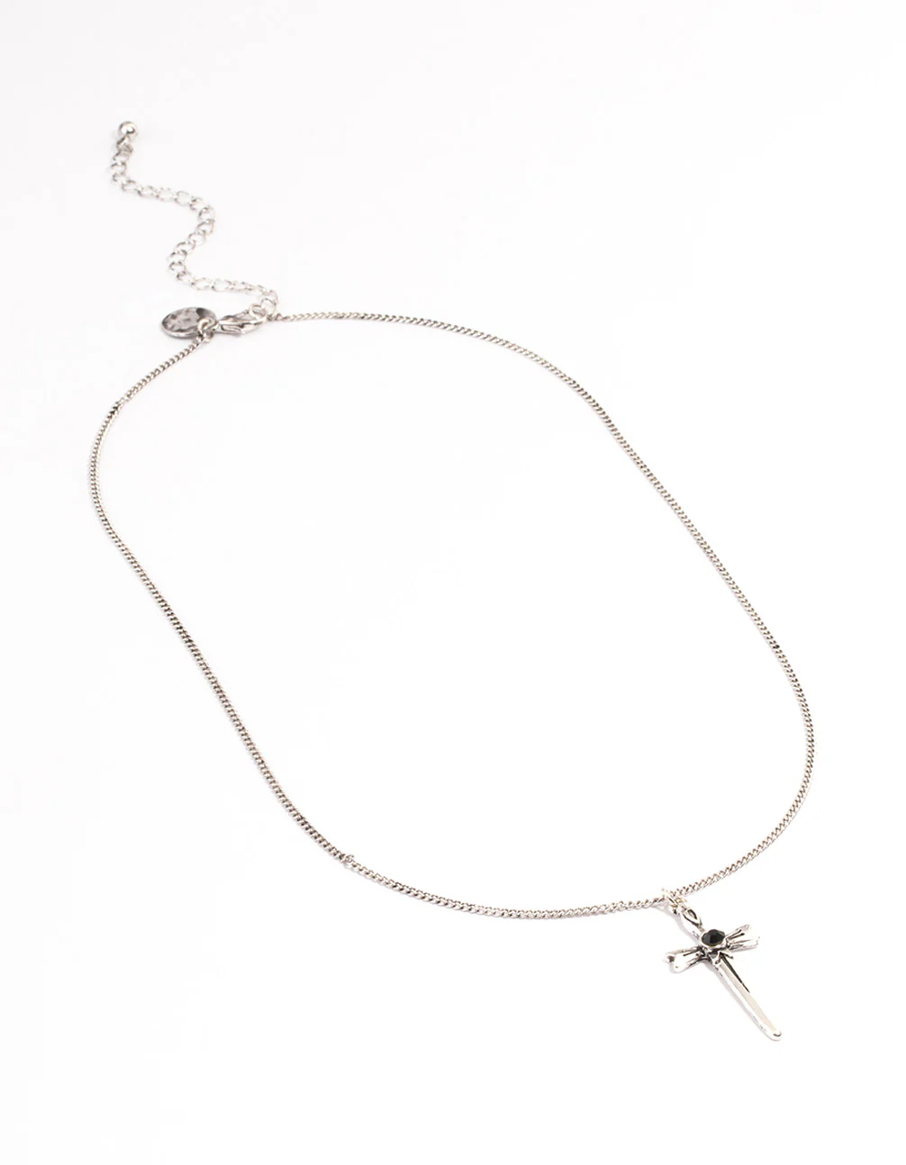 Antique Silver Gothic Cross Necklace - Image 2