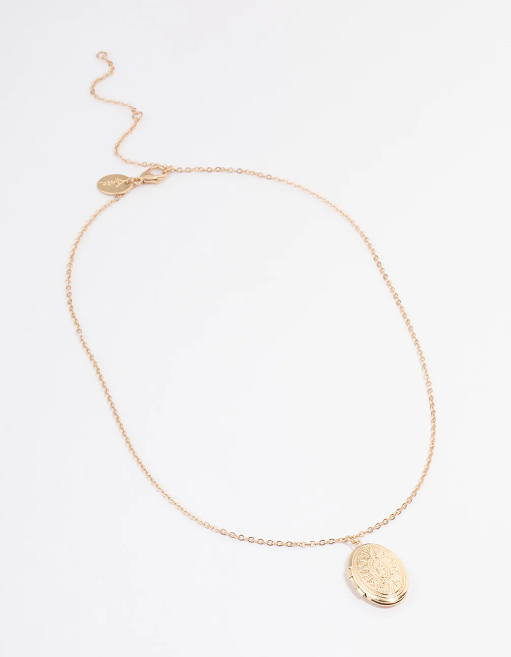 Gold Etched Locket Necklace - Image 2