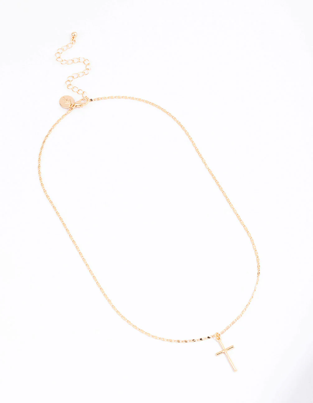 Gold Shiny Cross Pendant Necklace - Image 2