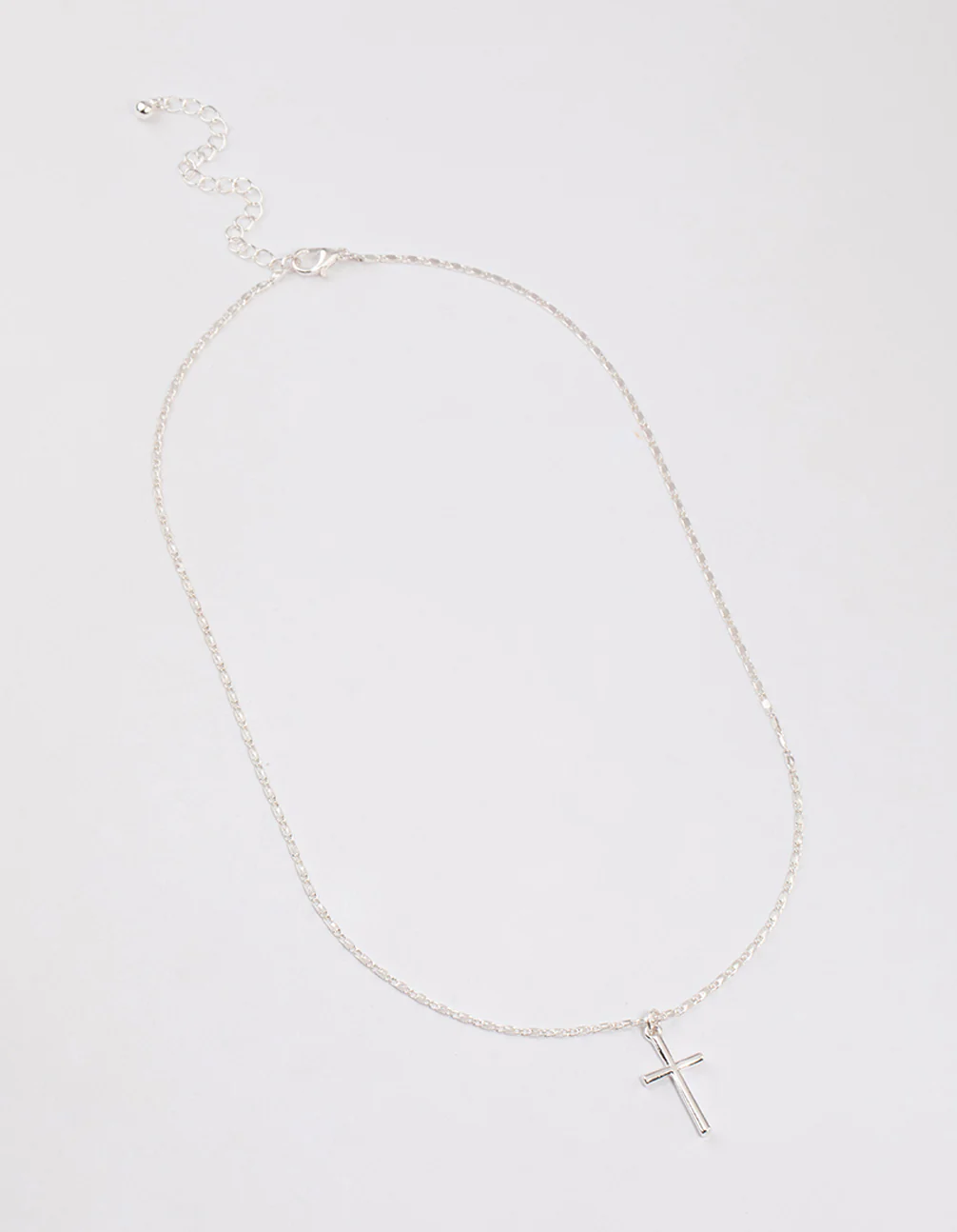 Silver Shiny Cross Pendant Necklace - Image 2