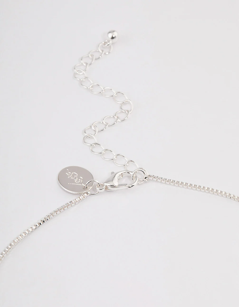 Silver Single Cubic Zirconia Box Chain Necklace - Image 3