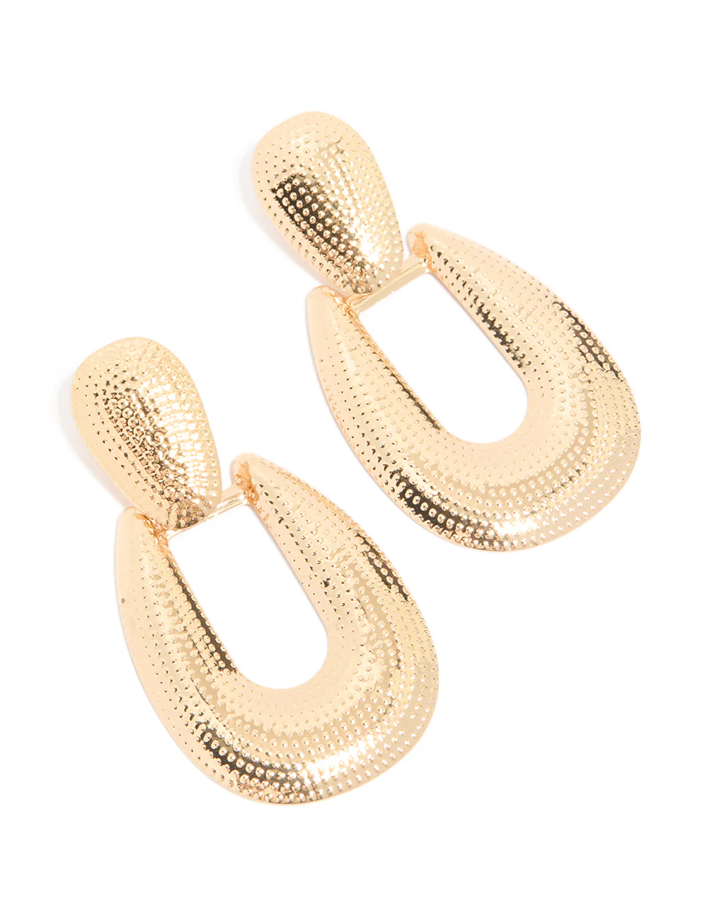Gold Dot Textured & Drop Earrings - Image 2