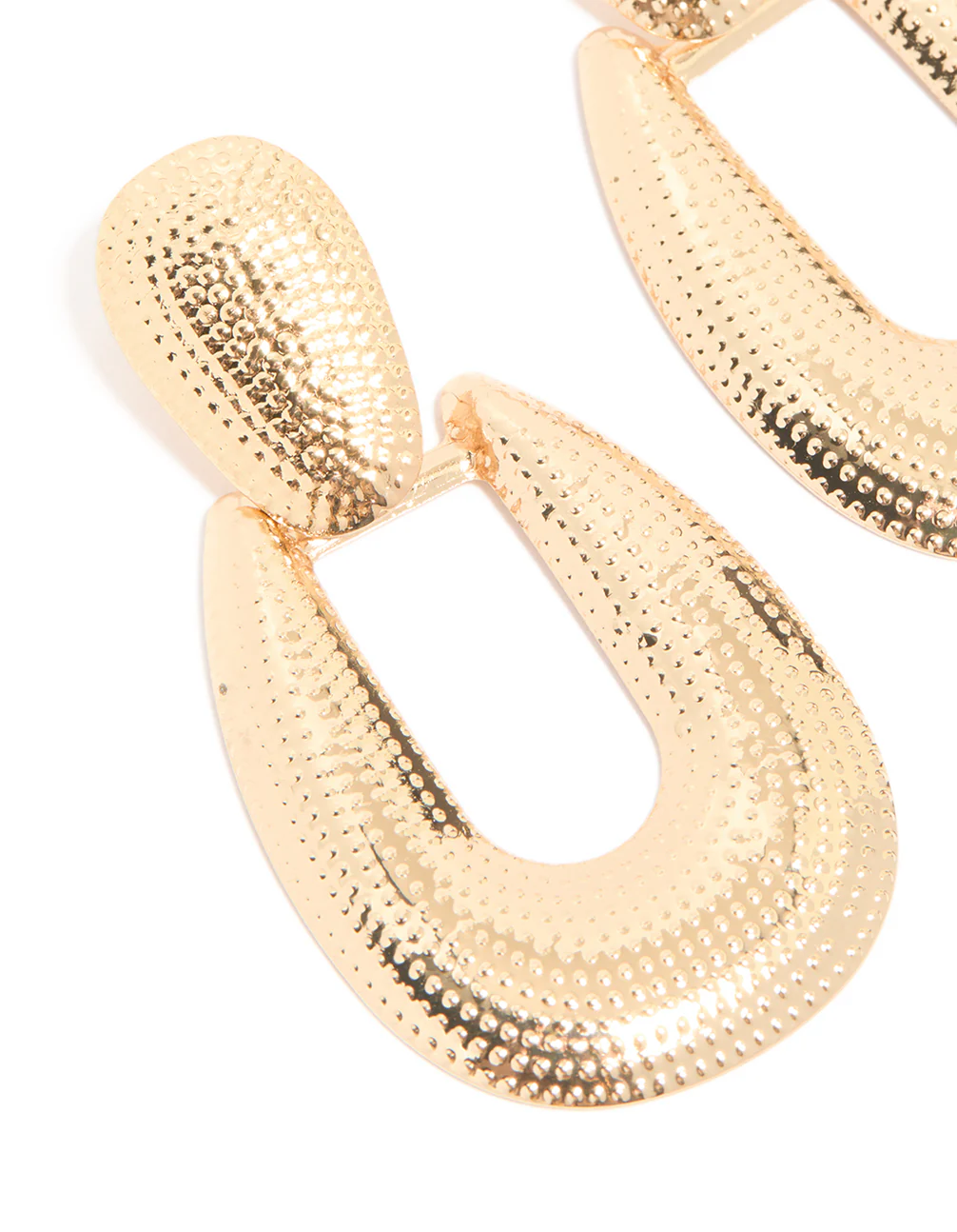 Gold Dot Textured & Drop Earrings - Image 3