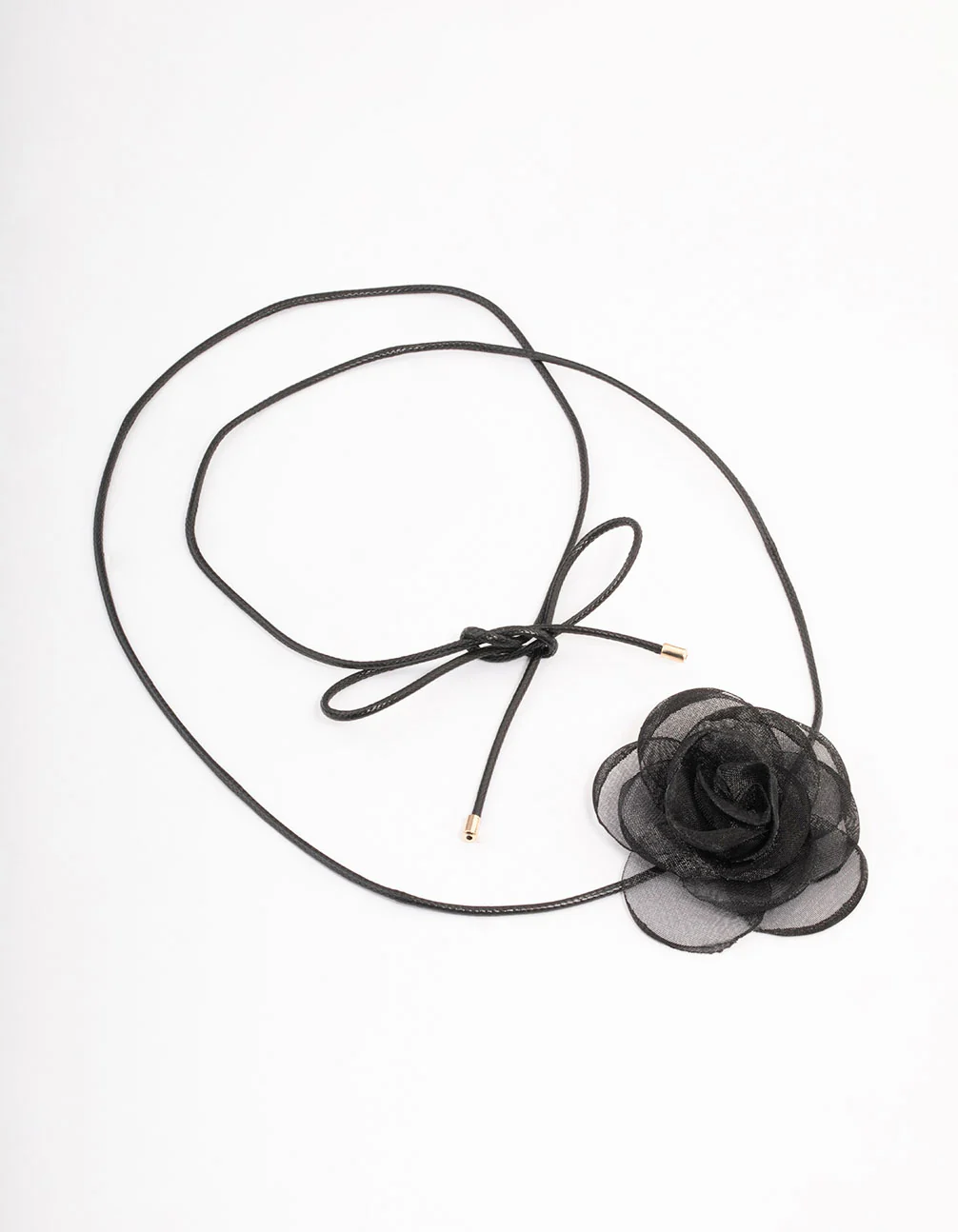 Black Mesh Corsage Thin Rope Choker - Image 2