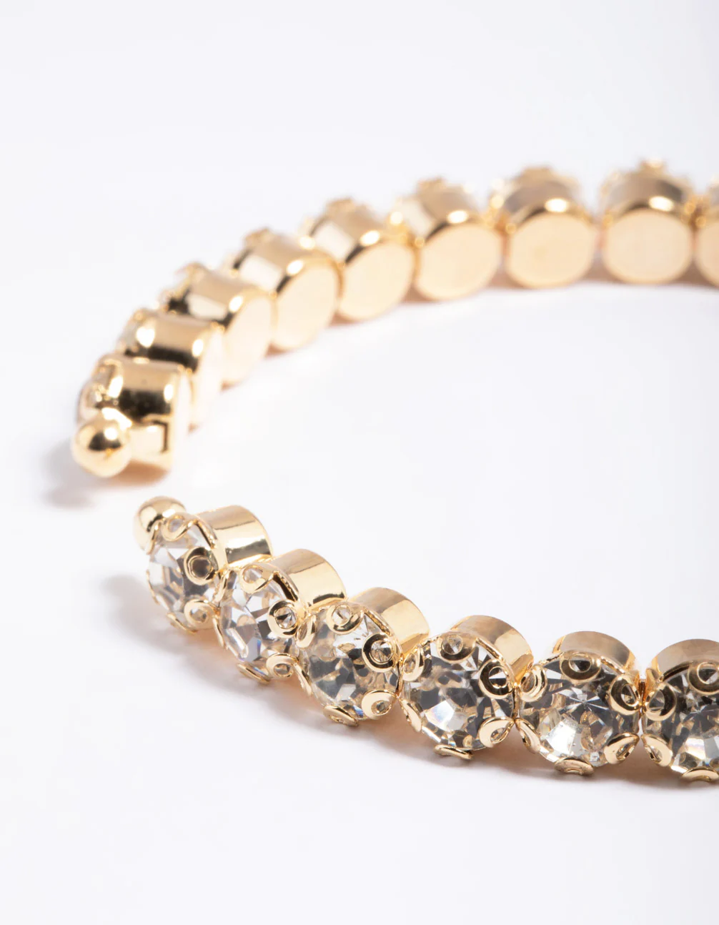 Gold Round Diamante Open Wrist Cuff - Image 3
