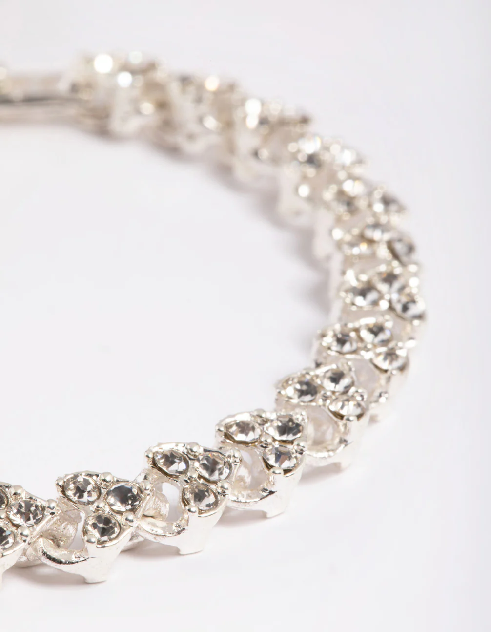 Silver Diamante Heart Clasp Bracelet - Image 3