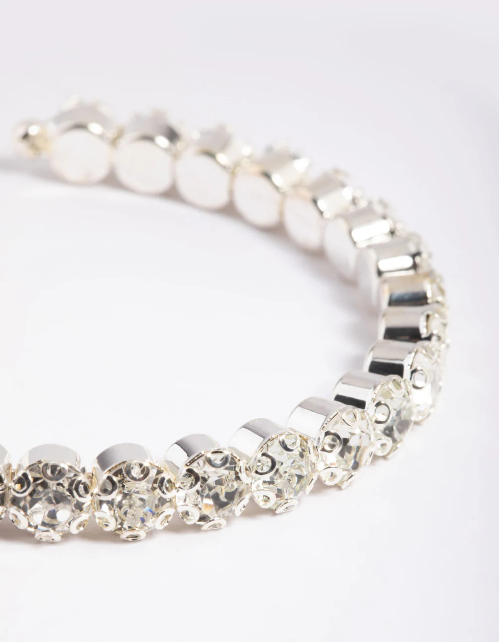 Silver Round Diamante Open Wrist Cuff - Image 2