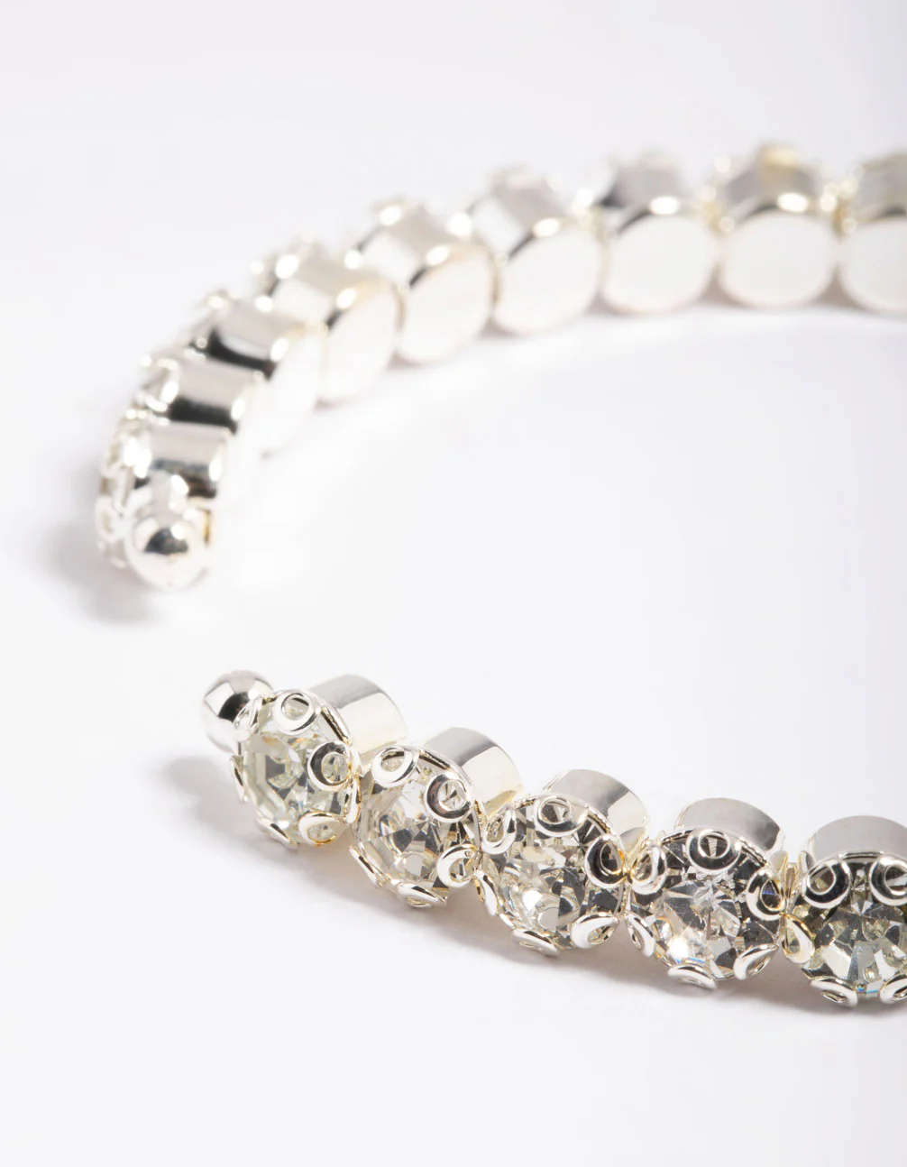 Silver Round Diamante Open Wrist Cuff - Image 3