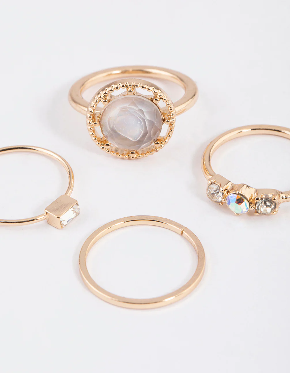 Gold Statement Ornate Round Ring 4-Pack - Image 2