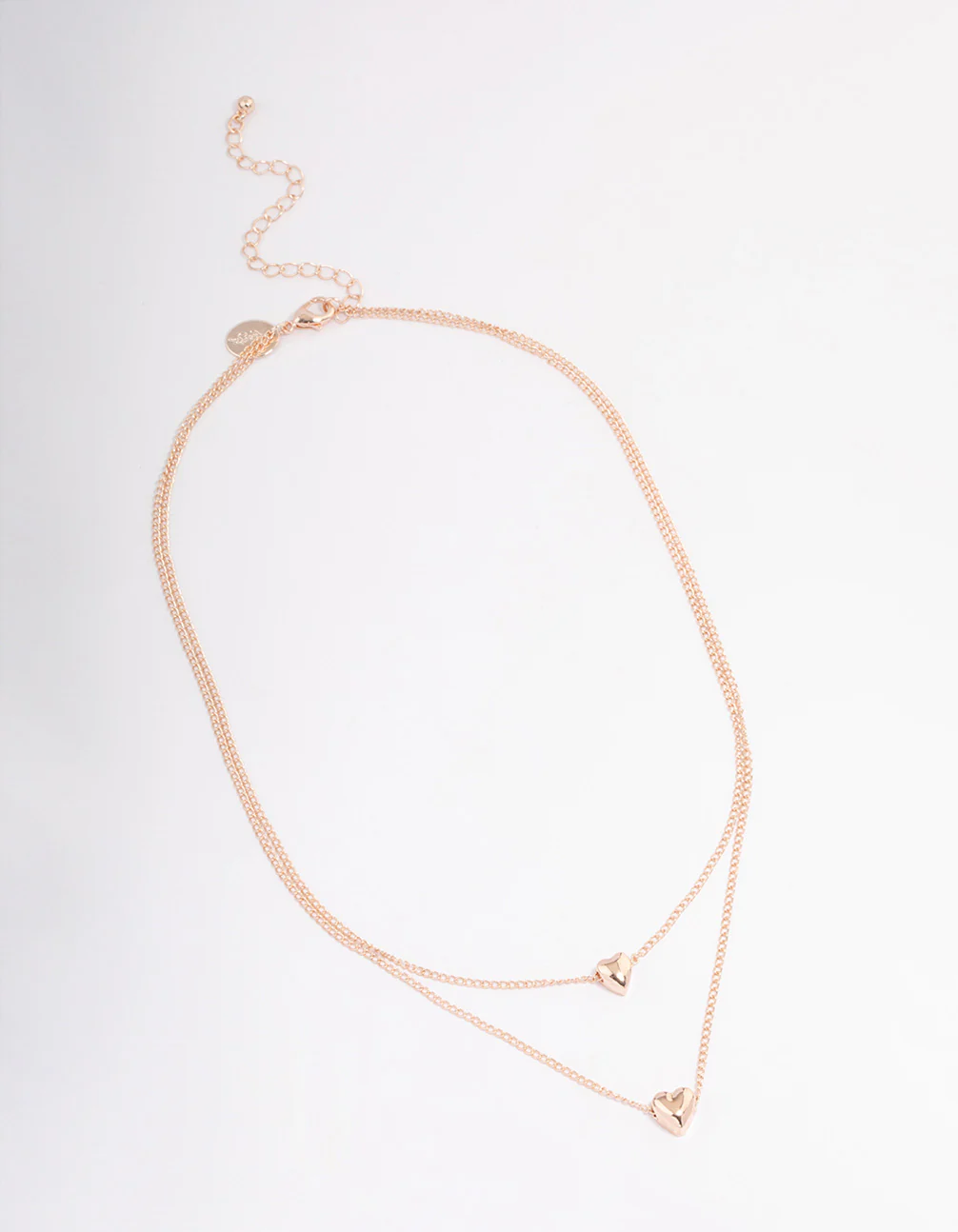 Rose Gold Heart Double Row Necklace - Image 2