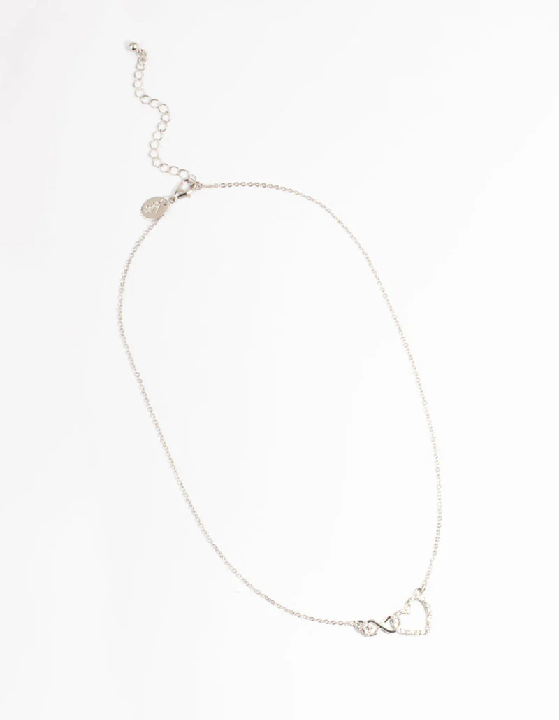 Silver Heart & Infinity Diamante Necklace - Image 2