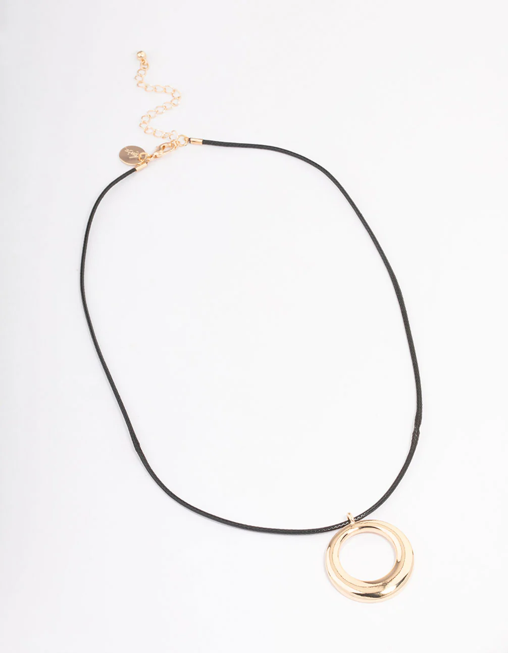 Gold Cord Metal Circle Short Necklace - Image 2