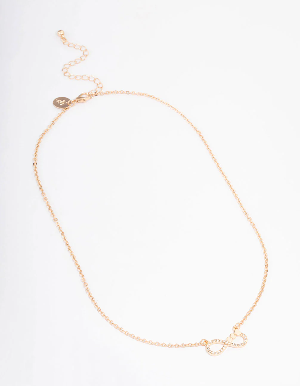 Gold Diamante Infinity Heart Short Necklace - Image 2