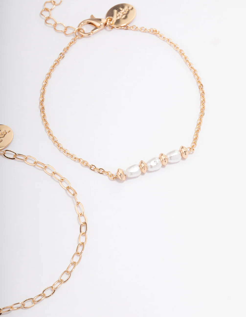 Gold Dainty Pearl & Chain Bracelet Pack - Image 2