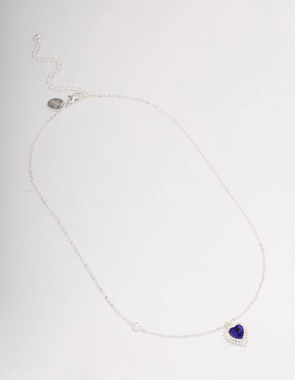 Silver Diamante Heart & Pearl Necklace - Image 2