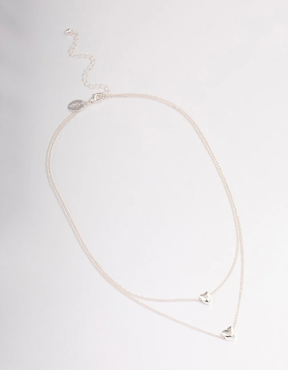 Silver Heart Double Row Necklace - Image 2