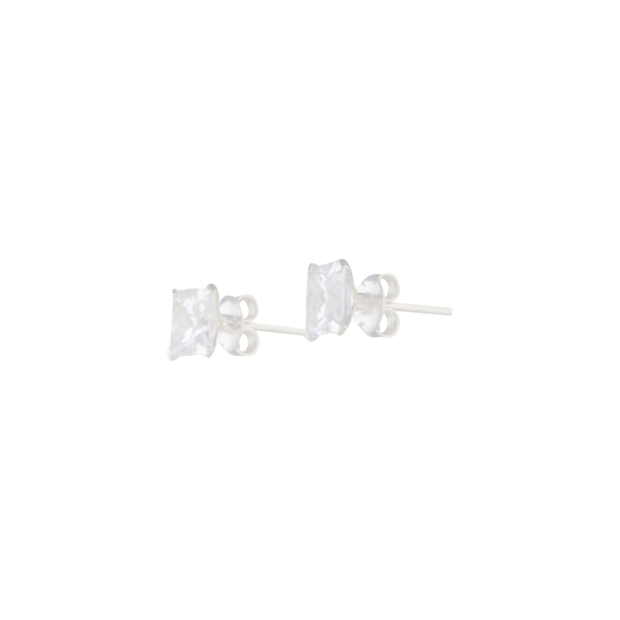 Sterling Silver Square Cubic Zirconia Stud - Image 2