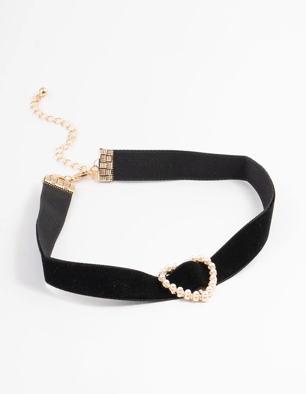 Gold Open Pearl Heart Choker - Image 2