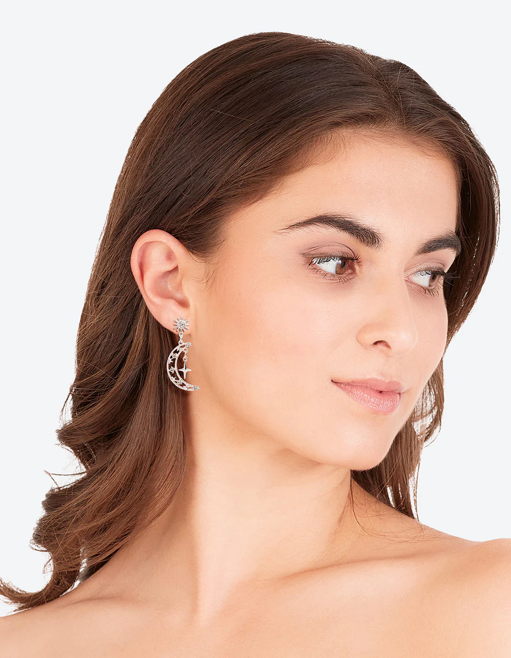 Silver Diamante Celestial Drop Earrings - Image 3