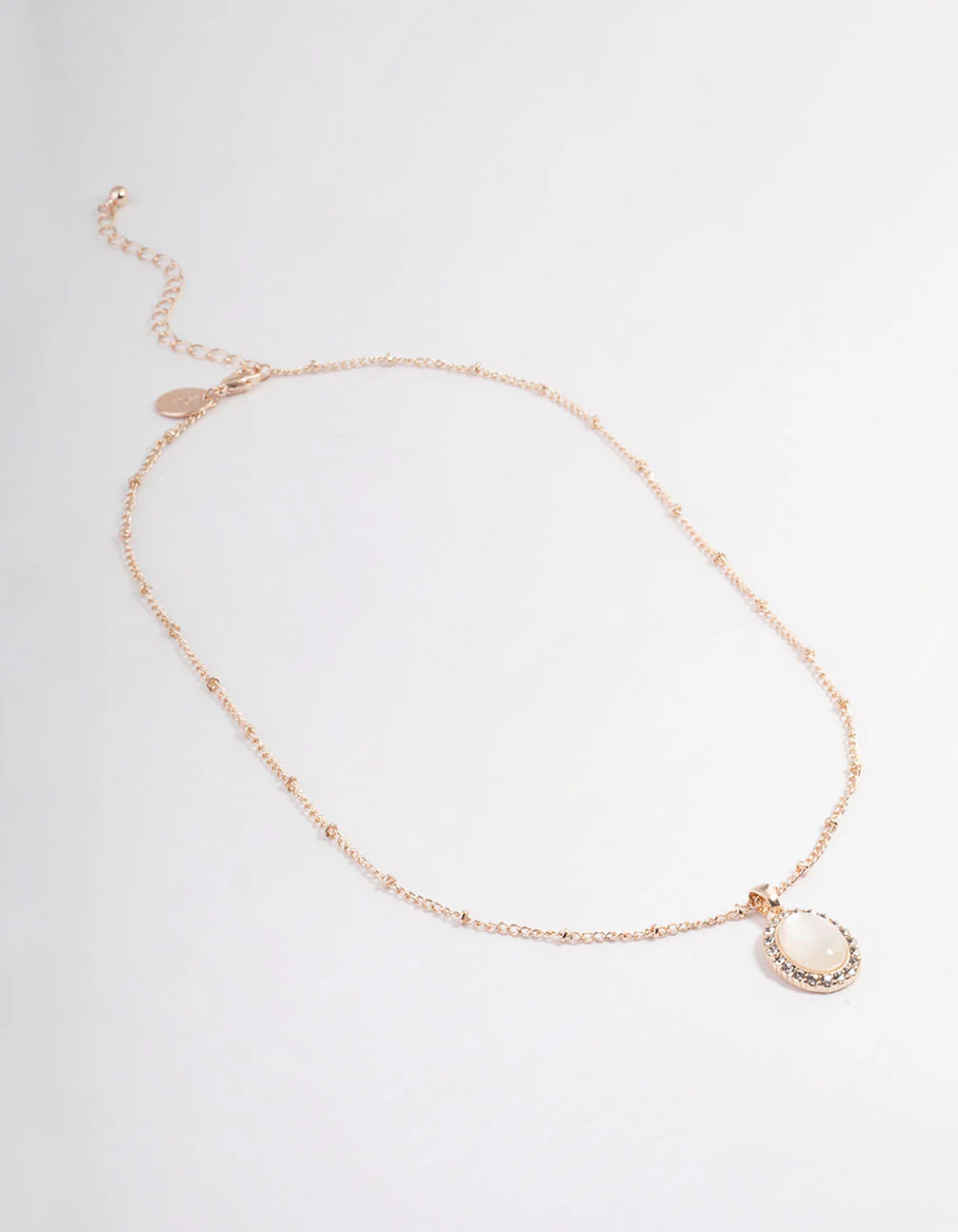 Rose Gold Station Oval Stone Necklace - Image 2