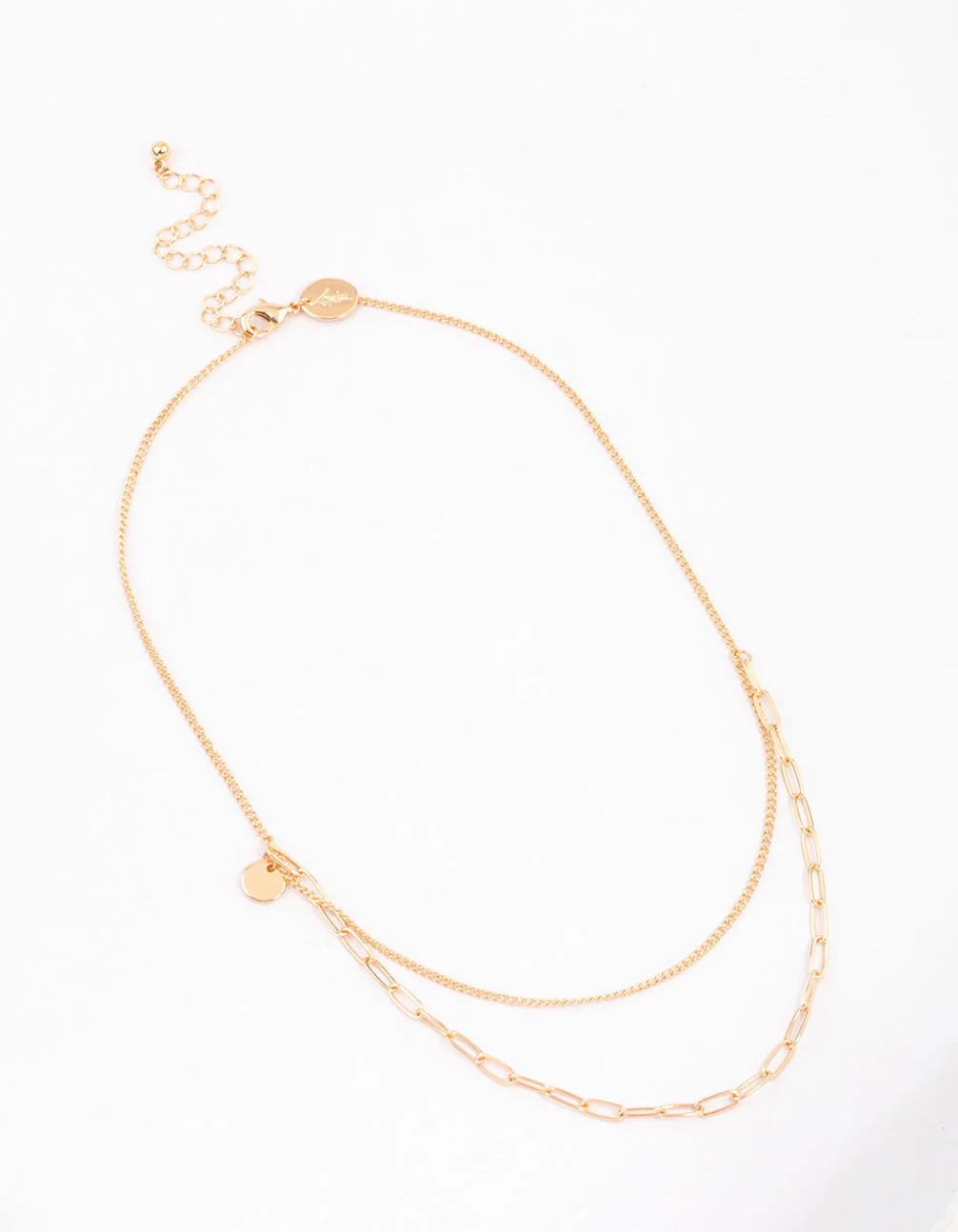 Gold Curb & Cable Layered Necklace - Image 4