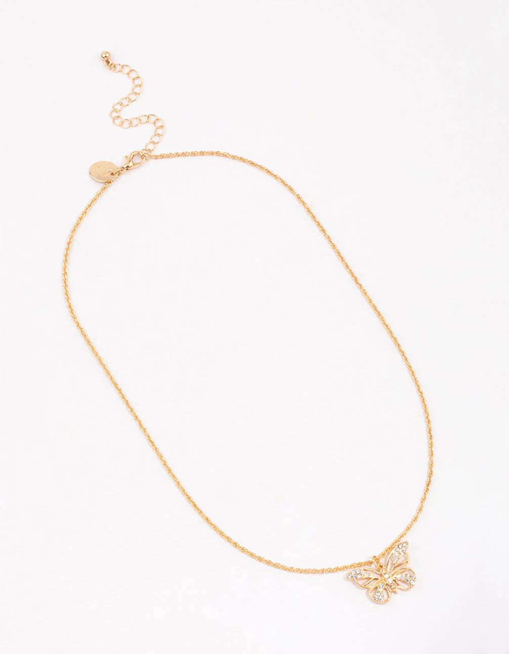 Gold Diamante Open Butterfly Short Necklace - Image 2