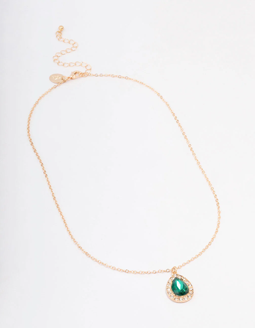 Gold Diamante Pear Pendant Necklace - Image 2