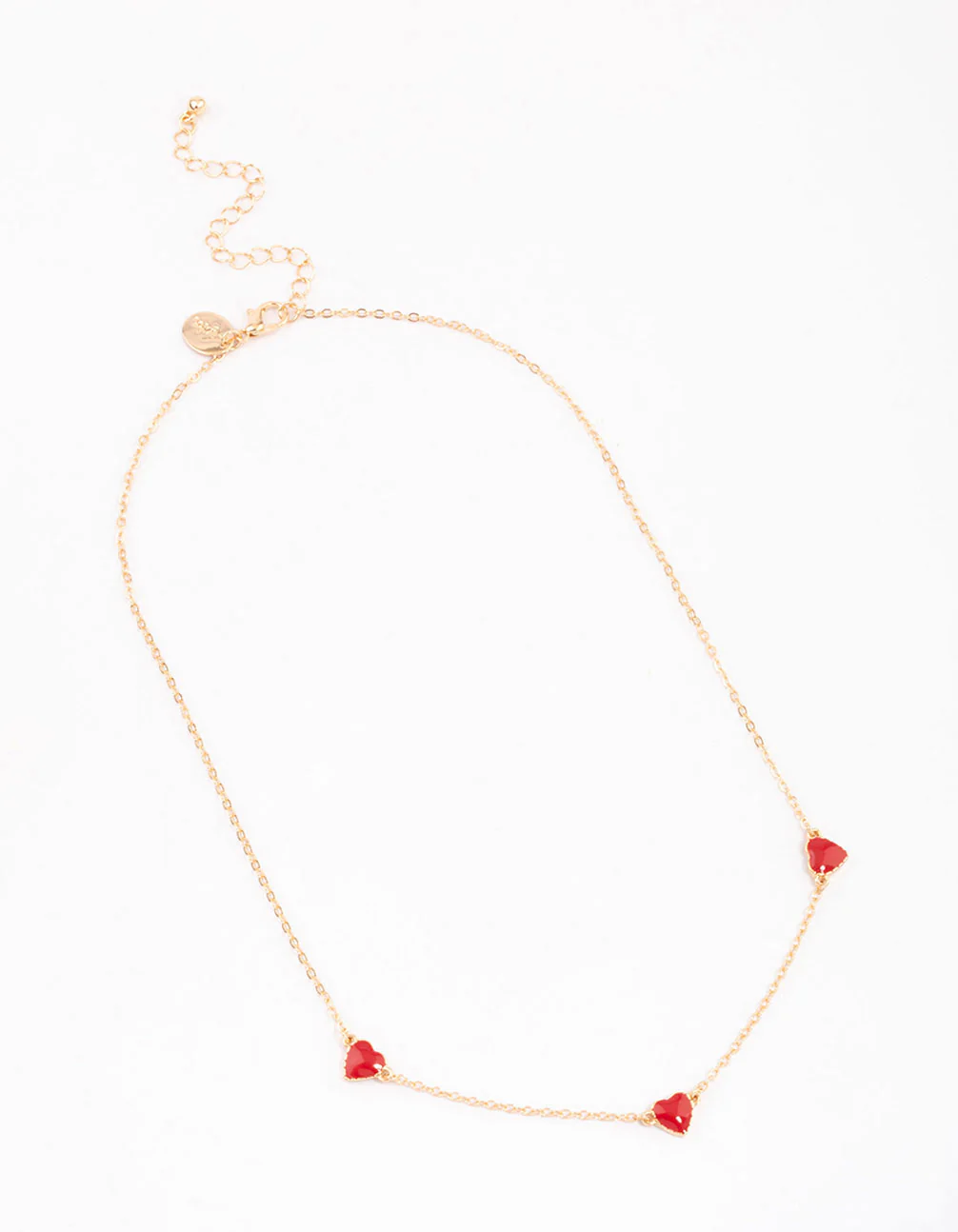 Gold Enamel Heart Station Short Necklace - Image 2